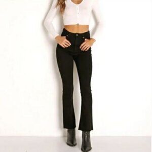 ROLLA'S Black Eastcoast High Rise Boot Leg Jeans w/ Raw Hem - Size 25